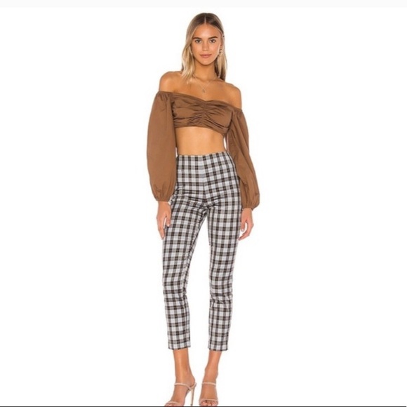 Lovers + Friends Ferah Plaid Pant in Blue Size Small
